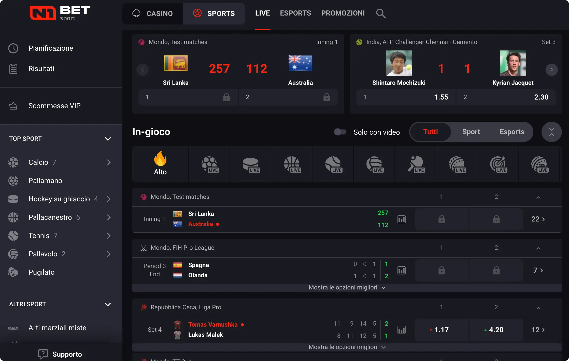 n1 bet live
